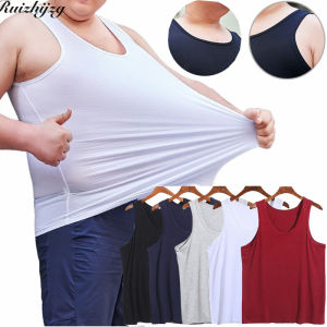 Ruizhijzg Ready Stock Mens Plus Size Modal Cotton Sleeveless Vest Summer Gentlemen Boys Loose High Elasticity Tank Top Fitness Singlet Sleeveless T Shirts Obesity