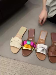 [Free Shipping] 2025 New Large Size Flat Summer Indoor And Outdoor One-Strap Slippers Solid Color WomenS Outdoor Sandals