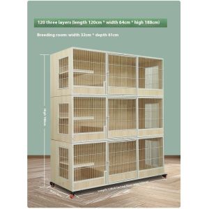 Solid Wood Cat Condo Large Space Cat House Stackable Cat Cage Breed Cat Villa Household Cage