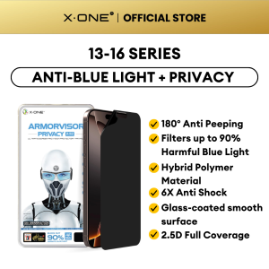 X.One Armorvisor + Privacy i Phone 17/16/15/14/13 - Clear Anti Blue Light Privacy Fullscreen Screen Protector