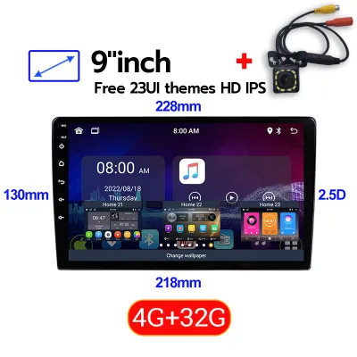 BIBI with cooling system Car Radio Mobil Navigasi 4+32G Android 11 Double Din Head Unit 7/9/10 Inch IPS Layer Car Navigasi