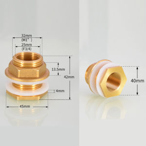 M1/2 M3/4 M1 Solid Brass Water Tank Adapter DN15/DN20/DN25 Fish Tank Drainage Connector