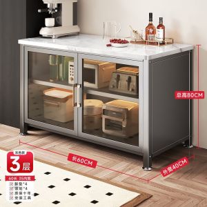 Island Counter Table Kitchen Island Kitchen Island Table For Kitchen Movable Island Table 3C Glass Double-Door Floor Multifunctional Storage Meal Side Combination Storage
