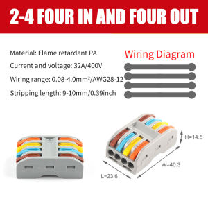 Lever Nut Electrical Wire Cable Connector Block-Clamp Terminal Splice 10pcs Kit 2 Circuits/3 Circuits/4 Circuits Compact Splicing Fast Wire Connectors