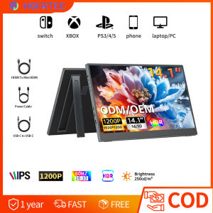 HGFRTEE 14.1-inch Full HD Stand Portable Monitor rnal Screen for Laptops Mobile Phones PC Mac PS5 Xbox