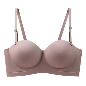 Maniyun 1/2 Half-Cup Push Up Bra Women Small Chest Gathered Strapless Bra Comfort Seamless Bra Lingerie