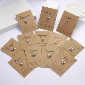 Men Women 12 Horoscope Zodiac Sign Silver Color Pendant Necklace Aries Leo 12 Constellations Jewelry Holiday Gifts 목걸이