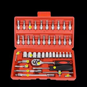 ชุดประแจซ่อมรถ ชุดเครื่องมือช่าง ชุดเครื่องมือช่าง 46ชิ้น ขนาด 1/4" ชุดเครื่องมือ พร้อมกล่องกันกระแทก อุปกรณ์ซ่อม