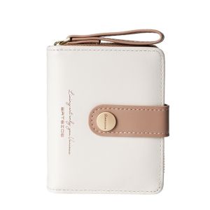 HOUMENG Multi-Function Womens Wallet Solid Color Short PU Purse Fashion Zipper Lady Wallet Card Bag