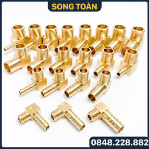 Co Đuôi Chuột Co Ren Ngoài 9.6 13 17 21 Đuôi Chuột Nối Ống Mềm 6 8 10 12 14 16 18 20mm - Đồng Thau