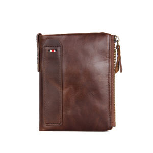 Royal Bagger Genuine Cow Leather RFID Blocking Wallet For Men Crazy Horse Leather Short Wallets Fashion Card Clip Purse Man Bag