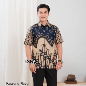 Baju Couple Terbaru Batik Pasangan Motif Kawung kancing depan - Batik Kembar Putra