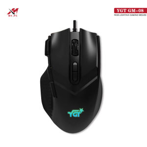 MY.PC YGT GM-08 Wired Gaming Mouse 7200 DPI RGB Light 8 Buttons Plug & Play Desktop USB Black Mice