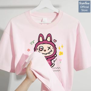 Áo thun nữ form vừa SUNTEE STFV544 phong cách basic in hình Labubu 044 vải cotton 250GSM cao cấp