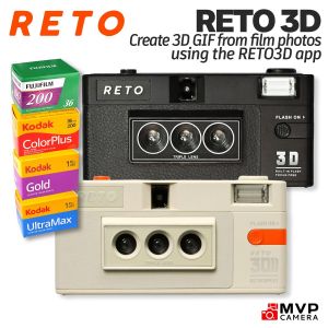 RETO 3D Black Retrospekt White Limited Reusable Film Camera 3D Effect GIF via APP MVP CAMERA