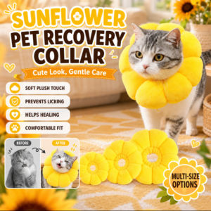 Sunflower Elizabethan Collar Soft Anti Lick Pet Cone Adjustable Recovery Collar Dogs Cats Post Surgery Wound Healing Protective Neck Ring Breathable Comfortable Washable Pet Accessory