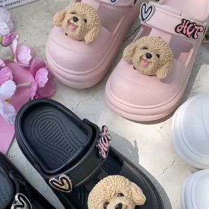 [Free Shipping] Cute Dog-Themed Clogs For Women Perfect For Summer Wear Featuring A Closed-Toe Design Suitable For The Beach With A Soft EVA Sole And Non-Slip Features