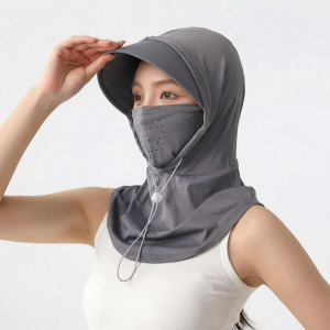 Mũ Chống Nắng Nữ 3in1 Kèm Khăn Choàng Cổ Lụa Băng Thoáng Khí UPF50+