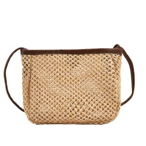 XUNXUAN Pu Leather Raffia Bag Hollow Out Bohemian Style Weave Straw Crossbody Bag Fashion Shoulder Bag Girls