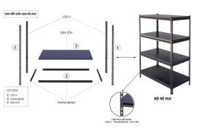 Kệ Gài Sắt V Lỗ Đa Năng R400xD1500 - Trắng Đen
