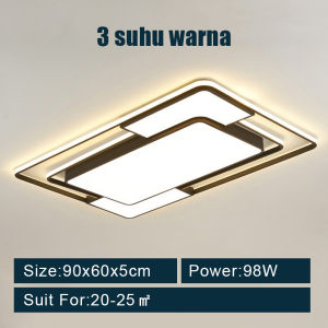Lampu Plafon LED 3 Warna Modern Minimalis Bentuk Persegi Gaya Nordic Untuk Dekorasi Ruang Tamu / Kamar Tidur 98W
