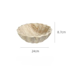 xpkQ Travertine Stone Bowl Decorative Key & Fruit Bowl Kitchen Counter Dining Table Centerpiece Entryway & Office Desk Decor J6H9P