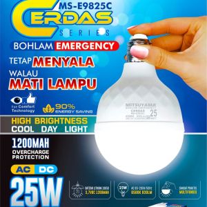 BOHLAM EMERGENCY LED 35WATT MITSUYAMA MS-E9835C CERDAS SERIES TETAP MENYALA WALAU MATI LAMPU