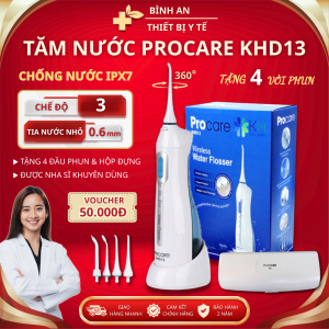 Máy Tăm Nước Procare KHD13 Công Nghệ Hiện Đại Với 3 Chế Độ PhunTia Nước Nhỏ Làm Sạch Sâu Chân Răng-Bảo Vệ Răng LợiTặng Kèm 4 Đầu Phun