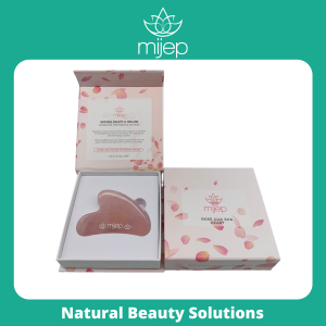 MIJEP Rose Quartz Gua Sha (Heart Shape) - 100% Pure Rose Quartz Facial GuaSha Face Massager Tool. Traditional Crystal Facial Scraping Tool (Jade Roller & Jade Gua Sha alternative)