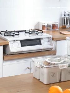 Locaupin Food Storage Containers Stackable Refrigerator Organizer Bins with Lids with Removable Compartment Basket