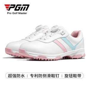 PGM Kids GOLF Shoes Knob Shoelaces Microfiber Leather Waterproof Boy Girl Sport Shoe with Anti-slip Sole Design XZ342