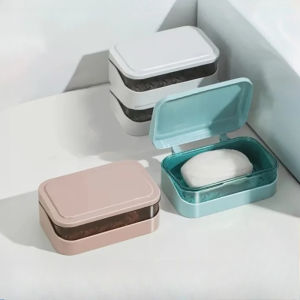 Plastic Soap Holder Portable Travel Soap Container with Removable Drainers Leakproof Soap Box Soap Case Soap Dish with Cover for Bathroom Shower Home Outdoor Camping Travel