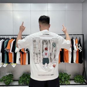 Ielgy Bông Áo phông in hình nam nhân vật hoạt hình áo rộng