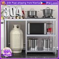 304 Stainless Steel Gas Stove Rack Stand Heavy Duty Stove Stand Rack with LPG roller KGS 124 Thicken 3 Layer Kitchen Rack Space Saver Multi-layer Gas Stove Bench Microwave Oven Stand Rack Vegetable Cutting Table Combination Storage Rack. 