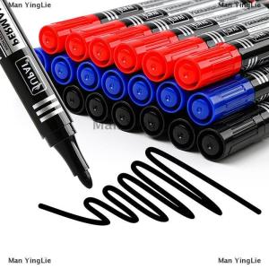 [COD] Man YingLie Waterproof Marker Pen Oil Permanent Dual Tip 2.8 mm Nib Black Blue Red Art Marker Pens School Office Stationery