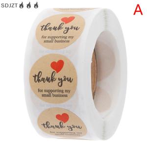 ZZ🔥🔥🔥 สติกเกอร์ขอบคุณ500ชิ้นป้ายสติกเกอร์กระดาษทรงกลมสำหรับตกแต่ง