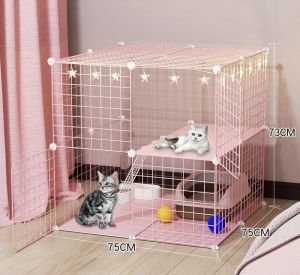 Chuồng mèo lồng mèo lắp ghép màu hồng siêu xinh 23 tầng có khu vực để đồ biệt thự cho pet yêu