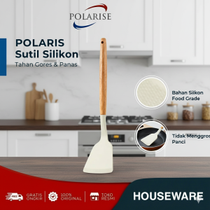 Spatula Silicone Utensil Spatula Silikon Tahan Panas Gagang Kayu Anti Lengket Alat Masak Food Grade