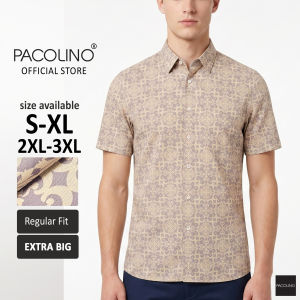 Pacolino Malaysia Men Batik Premium Short Sleeve Regular Extra Big Fit Cutting - Purple Colour  11626-BK0269-B