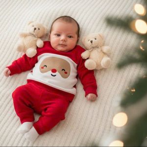 Áo Sơ Sinh Xuất Dư Cao Cấp - Áo Cộc Tay Màu Đỏ Dịp Noel & Tết - Size Newborn