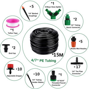 15M-25M DIY Drip Irrigation System Automatic Watering Garden Irrigation Watering Kit Potted Plant Watering Adjustable Drippers