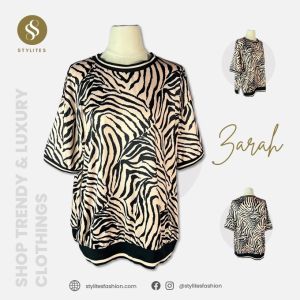 STYLITES Zarah Round Neck Silk Short Sleeve Blouse with Waistband