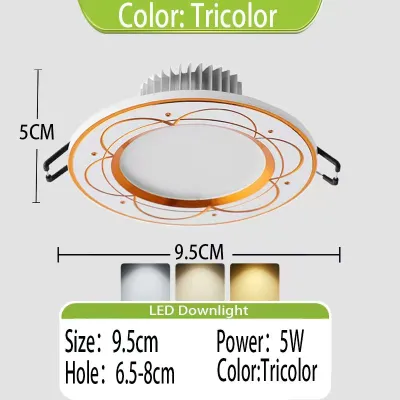 Tricolor LED Downlight Ceiling Light Recessed LED Round Aluminum Pin Light LED Ceiling Light