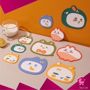 BabyShop-C868 Tatakan Gelas Silikon Motif Karakter Lucu Tahan Panas Serbaguna / Tatakan Alas Panci