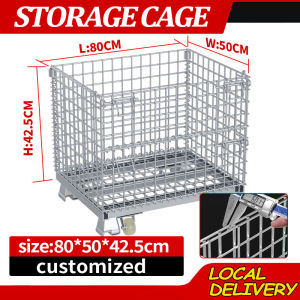 Storage Cages Heavy Duty Galvanized Foldable Mesh Rolling Storage Pallet Cage/ Mesh Box Wire Container For Warehouse