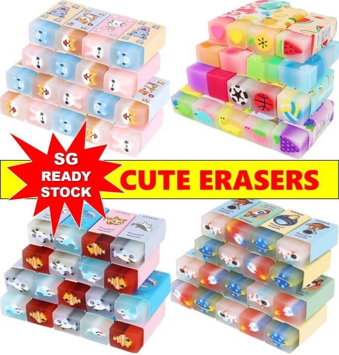 [SG READY STOCK] Cute Eraser Animals Fruits Space Sea Jelly Cartoon ...