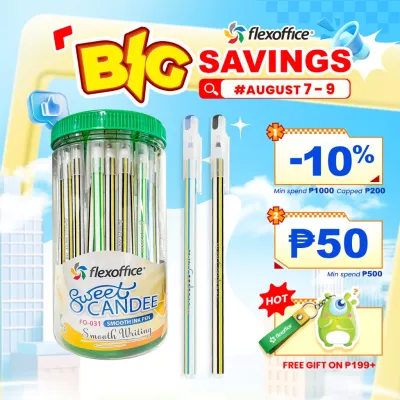FlexOffice Sweet Candee Ballpoint Pen 0.6mm - Tub 30pcs - Black Ink - Smooth Writing Everyday FO-031