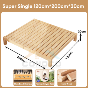 CONOCO Solid Wood Bed Frame No Headboard Wooden Single Bed frame / Katil / Drawer