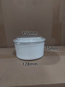 Tô giấy trắng 1000ml Salad (Dạng thấp) Set 25-100 cái kèm nắp