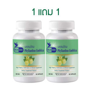 1แถม1 มะขามป้อม Phyllanthus Emblica ตรา บลูเบิร์ด ขนาด 600 มิลลิกรัม 60 แคปซูล